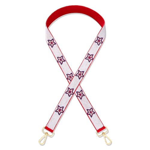 Image of NVENF Beaded 4th of July Purse Strap USA Purse Strap Replacement Red White and Blue Patriotic Crossbody Shoulder Bag Straps 4th of July Outfits (Style E)