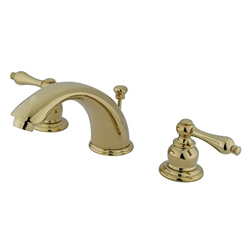 Hottest Sale Kingston Brass KB972AL Victorian Widespread Lavatory Faucet with Metal lever handle, Polished Brass