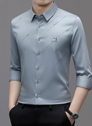 Image of IndoPrimo Men's Premium Satin Shirt for Party, Formal & Casual Wear - Stylish Designer Full Sleeve Shirt for Men