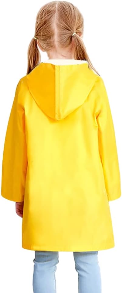 Yellow Boys Girls Raincoat, Waterproof Hoodie Kids Rain Jacket with Cute Bow Toddler Rain Coat Costume