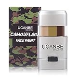UCANBE Camo Face Paint,3 Color Camouflage Hunting Accessories,Face Paint Sticks,Non-Toxic Militarty Camo Paint,Oil Activated Makeup Stick for Costume Party,Cosplay,Hunting,Army(Brown+Olive+Beige)