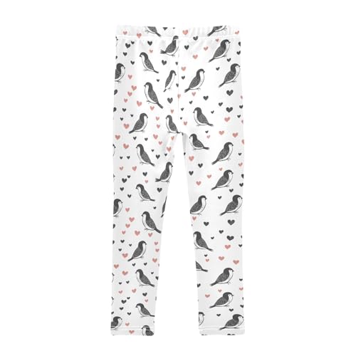 Birds with Hearts Girls Leggings Athletic Pants Tights Stretch Bottom2