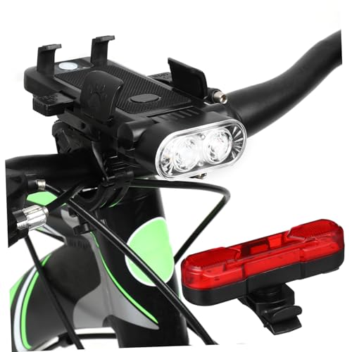 Kit éclairage vélo 4000mAh anti-panne de batterie avec support téléphone et avertisseur sonore