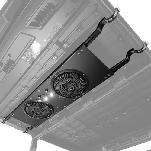 KEMIMOTO UTV Fan Dual 8 Large Cab Cooling Fan with Variable Speed Dial 12V Overhead Cooling Fan with Dome Light Compatible with Polaris Ranger RZR XP 1000 2024+ Can-Am Defender