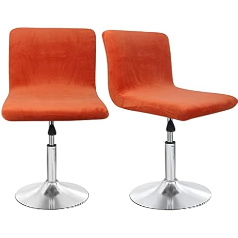 SONNACH Bar Stool Covers, Velvet Barstool Slipcovers with Back, Slipcovers for Short Stool (2, Orange) Cover