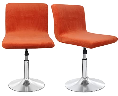 Sonnach Bar Stool Covers, Velvet Barstool Slipcovers With Back, Slipcovers For Short Stool (2, Dull Orange) #TOP4