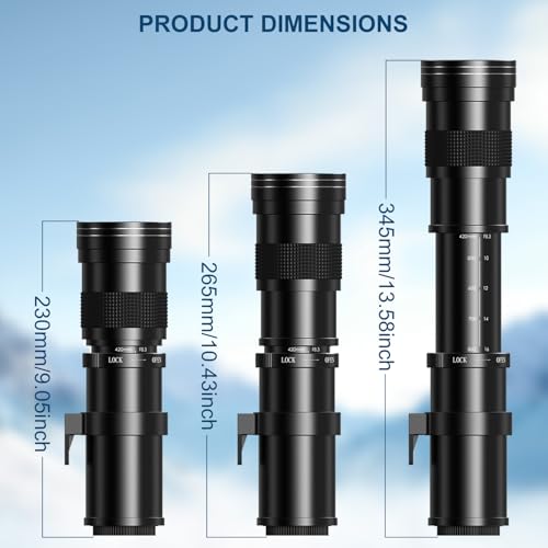Image of 420-800mm F /8.3-16 Manual Telephoto Zoom Lens 67 mm Filters Compatible with Sony A7C A7R A7S A7II A6700 A6600 A6500 A6400 A6300 A7IV A7III A7RIII