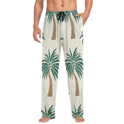 Men's Pajama Pants Vintage Palm Trees Sleep Pajama Lounge Pant with Pockets, Elastic Waistband3