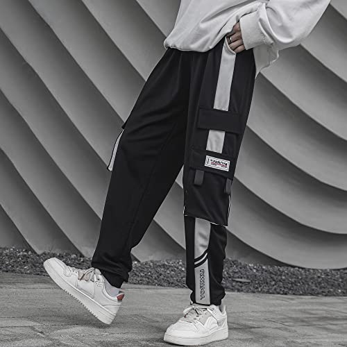 HaiziXihuan Men's Techwear Black Streetwear Overalls Tactical Joggers Hip Hop Sweatpants Casual Cargo Pants for Men2