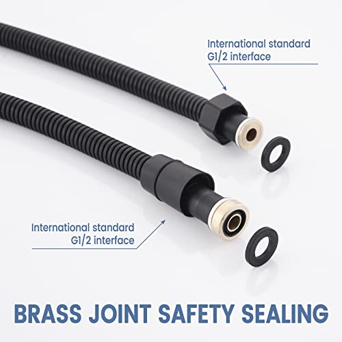 All Metal Shower Hose For Handheld Shower Heads, Black Extra Long 71 Inch Stainless Steel, Universal Replacement Part For Hand Held Showerhead Hoses #TOP1