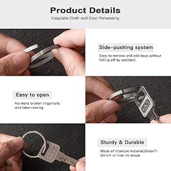 Llaveros De Titanio TISUR - Anillos Divididos Lateralmente - Negros, Anticaídas | Para Llaves, Mosquetones, Equipo EDC