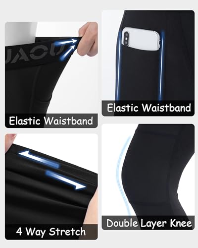 Boys Compression Pants Leggings, Youth Athletic Quick Dry Tights Football, Base Layer Spandex Sports with Pocket3