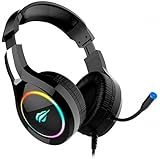 H@vit HV-H2232d - Fone de Ouvido, Gamer, Iluminação RGB, com Microfone, Falante de 50mm, Conector 3.5mm