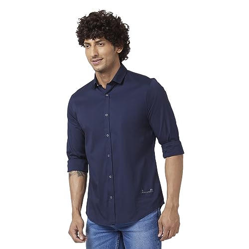 Image of Spykar Men's Regular Fit N /A Full Sleeve Solid Casual Shirts