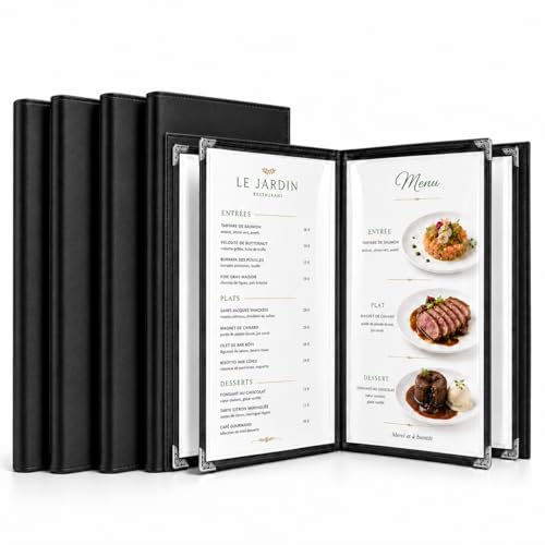 Menu de bar et café 4 pages format standard imperméable lot de 4 pièces