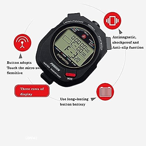 Cronómetro digital con memoria dividida de 100 grados, alarma de calendario y modo de ritmo, pantalla extra grande resistente al agua, a prueba de golpes, para entrenadores, incluye batería