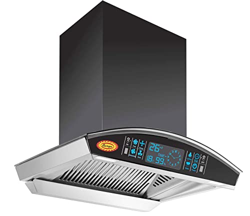 Image of Surya Kitchen Chimney SS60-2024 New in 60cm with Features Auto Clean, LPG Sensor, Wave Sensor Black