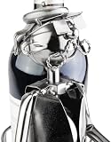 BRUBAKER Weinflaschenhalter Jäger mit Jagdhund - Flaschenhalter aus Metall - Jagd Geschenk Metallfigur mit Hund - Weingeschenk Flaschenständer mit Geschenkkarte - Farbe: Silber