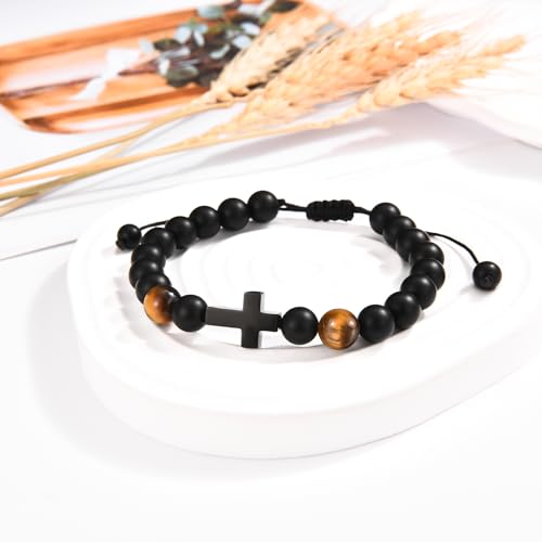 Efvisd Baptism Gifts For Boys Catholic, Cross Christian Beaded Rosary Bracelet Christening Gifts For Teen Boys Men Son Grandson Nephew Brother Godson thumb #1