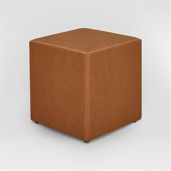 Studio Living Warren 18 Cube Ottoman, Urban Transitional, Fully Assembled, Vegan Leather Fabric, Carmel