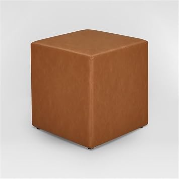 Studio Living Warren 18 Cube Ottoman, Urban Transitional, Fully Assembled, Vegan Leather Fabric, Carmel