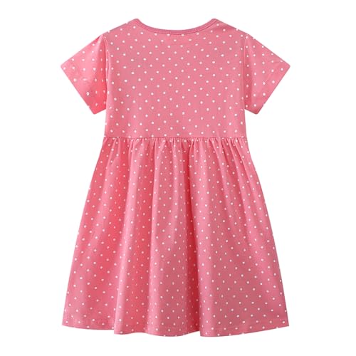 Image of HILEELANG Toddler Girl Short Sleeve Easter Dress Cotton Casual Jersey Shirt Playwear Applique Dress