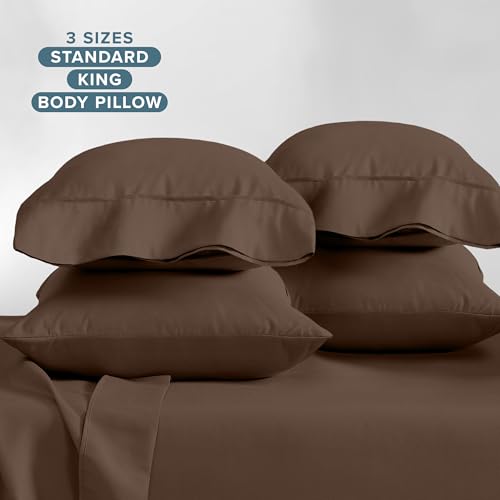 Image of Bare Home Microfiber King Size Pillowcases - 4 Pack, Cocoa, 20x40