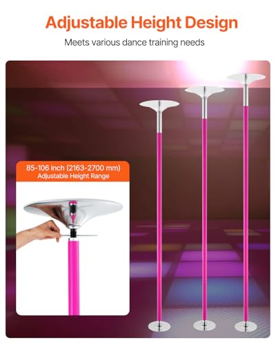 image for VEVOR Professional Dancing Pole, 40mm Heavy-Duty Stainless Steel Pole,