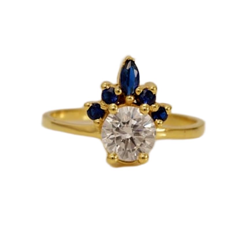 Bague saphir naturel en argent 925 et pierres CZ bleues LK_DHR_0798