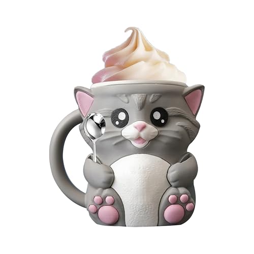 FUNKY WIZARD Highland Cat Ice Cream Pint Holder with Slots to Hold Your Spoon, for 16 oz Pints, Leak-Proof Popsicle, Ice Cream Cooler Container, Soda Beer Can Cup for Cat Lovers, with Box