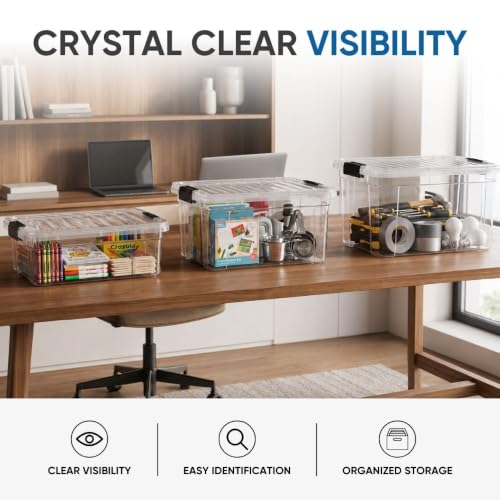 Image of Superio 7.4 Quart Clear Plastic Storage Bin with Lid, Stackable Organizer Box, BPA-Free Storage Container for Home, Garage, School & Office, 1 Pack