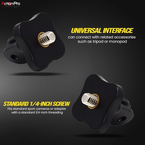 Image of Action Pro Plastic Tripod Adapter with Standard 1 /4 Inch Thread, Compatible with GoPro 13 /12 /11 /10 /9 /8 /7 /6 /5 /4 /3+ /3, Xiaomi Yi, SJCAM & Other Action Cameras (Pack of 4)