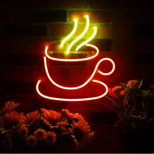 Image of Led Coffee Up Neon Sign Dimmable Acrylic Neon Signs for Coffee Shop Salon Home Bar Decor,Decorative Glow Signs for Room Pub Club Party Decoration,Usb Powered(Red)