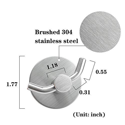 Sugelary Double Prong Adhesive Hooks, Wall Hooks Adhesive Bathroom Hooks Heavy Duty Coat/Robe Hook Wall Hanging Hooks Waterproof Stainless Steel Shower Accessories Towel Hooks for Bathroom Kitchen - Thumbnail 6