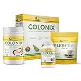 DrNatura Colonix 3-Part Colon Cleanse Kit – Whole Psyllium Husk Fiber Powder, Herbal Capsules & Herbal Tea, 30 Day Digestive & Gut Support Program, 16 oz (Pack of 1)