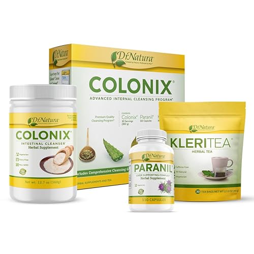 DrNatura Colonix 3-Part Colon Cleanse Kit – Whole Psyllium Husk Fiber Powder, Herbal Capsules & Herbal Tea, 30 Day Digestive & Gut Support Program, 16 oz (Pack of 1)