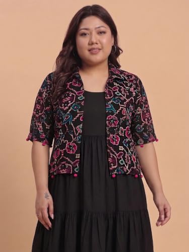 Image of Azira Women Rayon Solid Fit & Flared Dress with Printed Jacket | Perfect for Casual outings, Parties Rayon Fabric|
