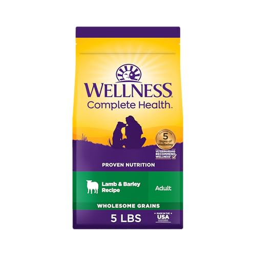 Wellness Complete Health Dry Dog Food, Wholesome Grains, Natural, Lamb & Barley, (5-Pound Bag)