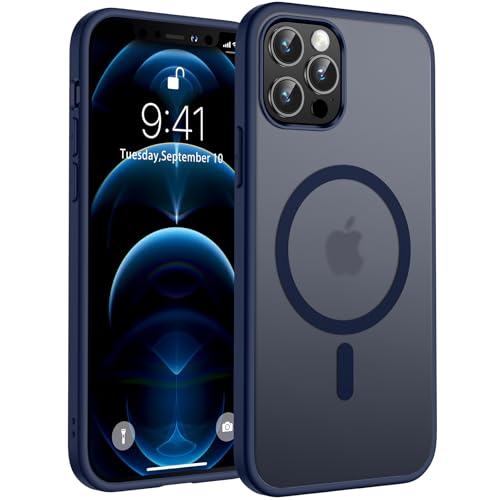 TOCOL für iPhone 12 Pro Hülle für Magsafe, Stoßfest Anti-Fingerabdruck Kratzfest Transluzente Rückseite rutschfest Matt Magnetisch Handyhülle für iPhone 12 Pro Case, Blau