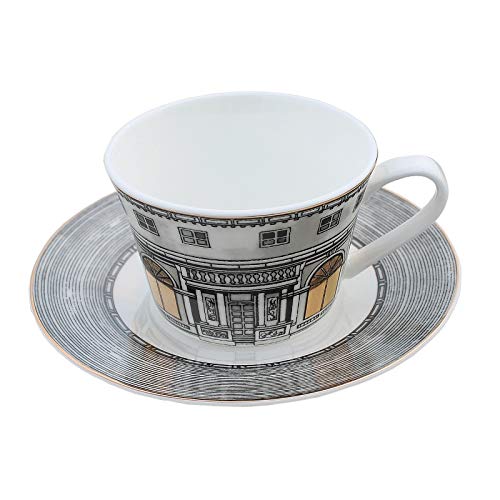 kerryshop Tazas para niños Edificio Swan Castle Retro Porcelana Taza de café Conjunto Europea del Café Copa 200ml de la Personalidad Creativa Taza de café expreso y platillo Taza de té