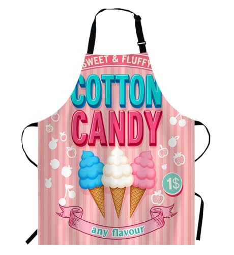 WONDERTIFY Cartoon Candy Apron Sweet and Colorful Candy Pink Background Bib Apron with Adjustable Neck for Men Women Suitable for Home Kitchen Cooking Waitress Chef Grill Bistro Baking Apron