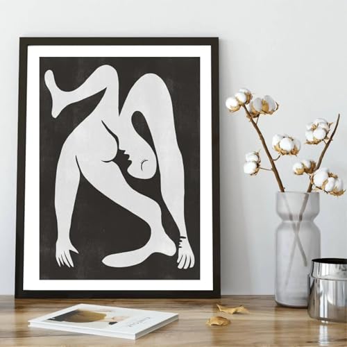 Peinture abstraite TONGYINLI noir et blanc toile 30x40cm