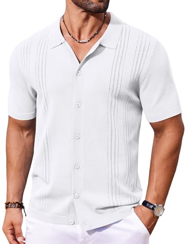 COOFANDY Men Casual Button Down Shirts Short Sleeve Summer Beach Shirt Fashion Camp Tops