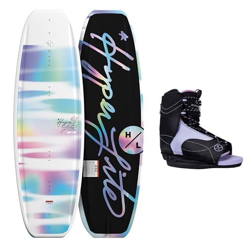 Hyperlite Divine Jr Kids Wakeboard Package with Jinx Bindings - Continuous Rocker 119 cm Wake Board for Beginner to Intermediate Riders