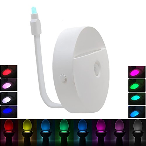 Lampe Toilette, GLISTENY Veilleuse Toilettes Nigh tlight PIR Capteur Detecteur Mouvement 8 Couleurs Change Eclairage Pour Salle Bain Enfant Vieillard Dans WC Seau d'aisances