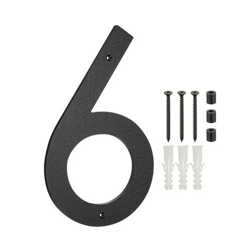 Numéro de maison 6 design pour boîte aux lettres et façade de rue résidentielle PATIKIL