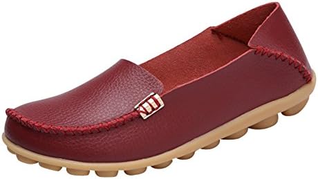 Women's Comfortable Leather Loafers Casual Round Toe Moccasins Wild Driving Flats Soft Walking Shoes Women Slip On