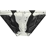 [ジーステーション] 2XL スター メンズビキニ ブリーフ 異素材切り替えし SP5生地 × 光沢生地 プリント 光沢 立体縫製 フルバック シースルー ビキニ メンズ 男性下着 セクシー 花柄 桜 星 星柄 羽 ビキニブリーフ 男性下着 ローライズ