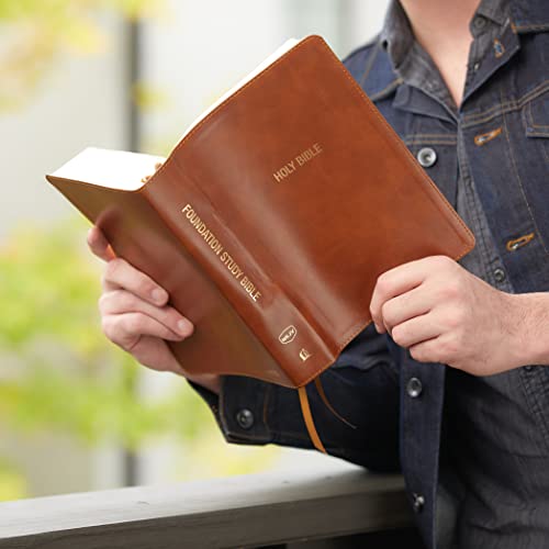 Image of NKJV, Foundation Study Bible, Large Print, Leathersoft, Brown, Red Letter, Thumb Indexed, Comfort Print: Holy Bible, New King James Version