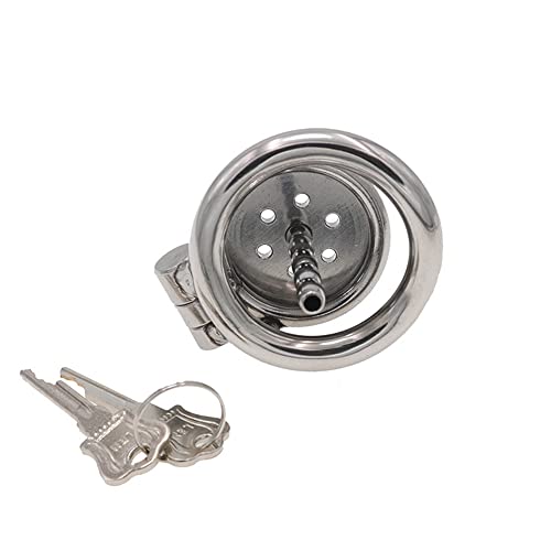 貞操帯 貞操具 ステンレス鋼 貞操ロック 貞操ケージ 男性フラット 拘束具 コックロック 錠付貞操装置 コックケージ エスケープ 貞操デバイス 軽量 緊縛ケージ ペニス拘束具 SM拘束 夫婦奴隷 smグッズ アダルトグッズ 大人のおもちゃ (50mm（リング）,32mm（中空尿道プラグ）) - 画像2